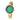 GOLD EMERALD FACE ANALOG WATCH